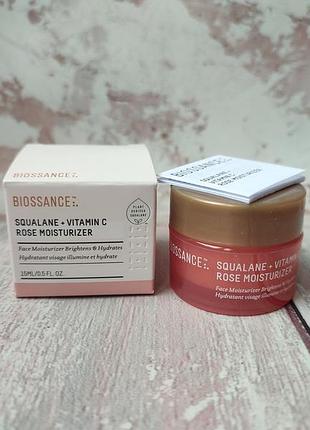 Омолоджуючий освітлюючий крем для обличчя biossance squalane+ vitamin c rose