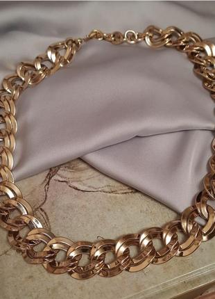 Ланцюг вінтаж monet ©️ цепь подвійна золотий тон