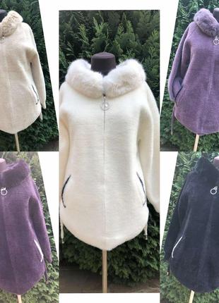 Пальто альпака турция 🇹🇷 отличнре качество с капюшоном и мехом1 фото
