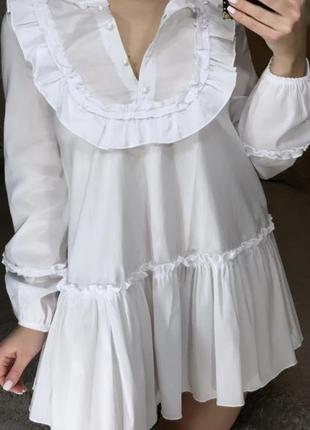Белое летнее платье свободного кроя1 фото