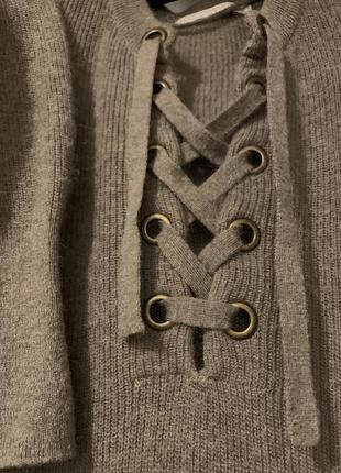 Вʼязаний светр зі шнуровкою альпака .  m2 фото