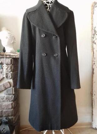 Чорне, шерстяне, вовняне, пальто, двобортне, 46 розмір, zara,2 фото