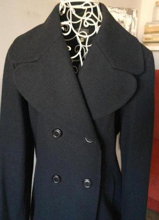 Чорне, шерстяне, вовняне, пальто, двобортне, 46 розмір, zara,4 фото