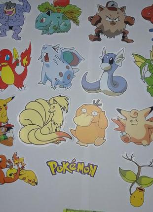 Набір стікерів покемон наліпки стикер наклейки pokemon пікачу пикачу