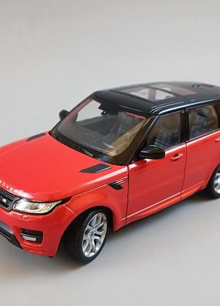 Машинка welly range rover sport 1:24 помаранчева металопластик інерція, відчиняються двері, капот