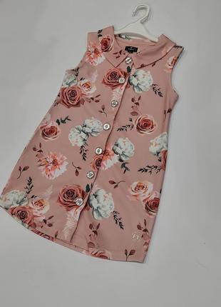 Нарядная блуза на пуговицах с воротничком в цветочный принт firetrap 5-6 лет6 фото