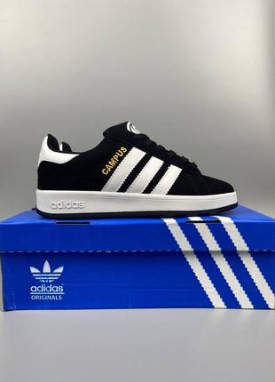 Женские кроссовки adidas campus black white адидас кампус черно-белые