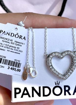 Ожерелье пандора серебро 925 кулон pandora цепочка «сияющее сердце» ожерелье подвеска колье оригинальный кулон пандора новый бирка пломба