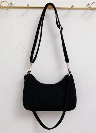 Вельветова сумочка крос-боді (2 ремінця)4 фото
