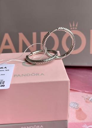 Сережки пандора срібло 925 сережки pandora хупи «для намистин» сережки кільця конго оригінальні сережки пандора нові бірка пломба5 фото