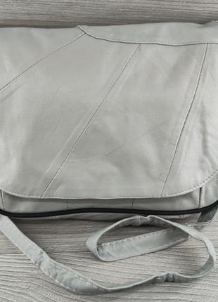 Шикарна сумка жіноча крос-боді, сіра натуральна шкіра, з регульованим плечовим ременем