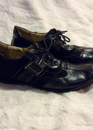 Чёрные кожаные кеды ботиночки, размер 391 фото