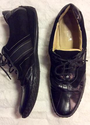 Чёрные кожаные кеды ботиночки, размер 393 фото