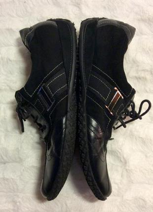 Чёрные кожаные кеды ботиночки, размер 392 фото