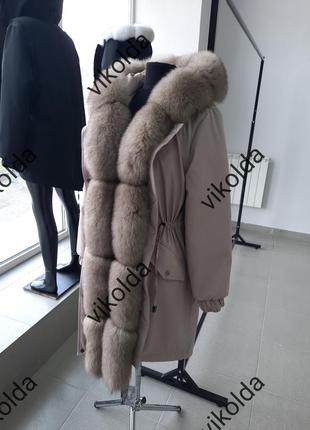 Женская зимняя куртка парка пальто с мехом песца с 42 по 584 фото