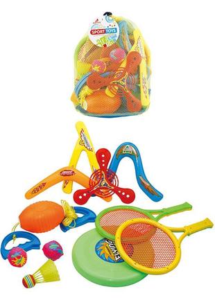 Детский спортивный набор 6027 (40шт/2) бумеранги, ракетки, т арелка в сумке