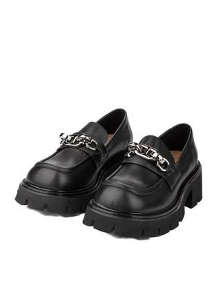 Женские туфли лоферы из натуральной кожи boss victor черные 382 фото