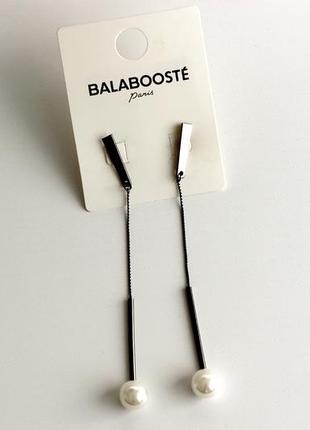 Серьги висюльки с перламутровой бусиной bala boosté