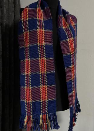 Шарф червоний синій бежевий з цупкої нитки