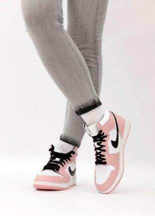 Жіночі кросівки nike air jordan 1 mid pink white 37-38-39-405 фото