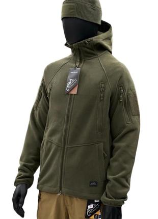 Флісова куртка helikon-tex patriot mk2 hybrid fleece olive green, зелена gen 2