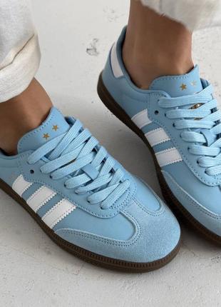 Adidas samba white blue9 фото