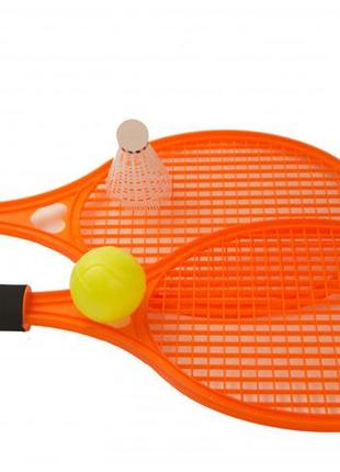 Дитячі ракетки для тенісу або бадмінтону m 5675 з м'ячиком та воланом (помаранчевий) від imdi