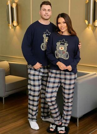 Костюм для дома женский двойка лонгслив и штаны в клетку легкая качественная пижама со штанами5 фото