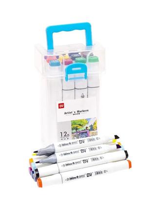 Набор скетч-маркеров 820-12 в пластиковом боксе, 12 цветов от imdi