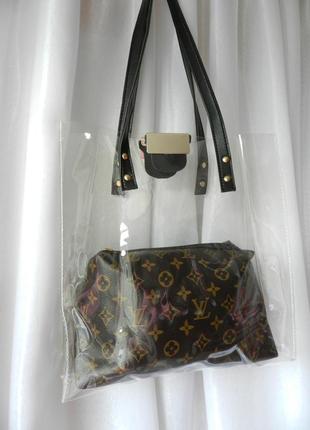 Красива сумка 2 в 1 прозора велика сумка і красива косметичка на вибір замери прозорової сумки підій