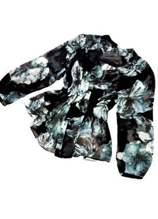Блузка lauri, нарядная черная туника, принт цветы, большой размер, турция4 фото