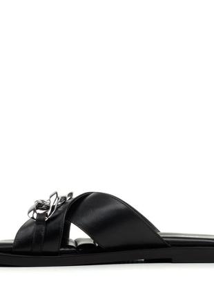 Шлепанцы женские кожаные черные 1400лz4 фото