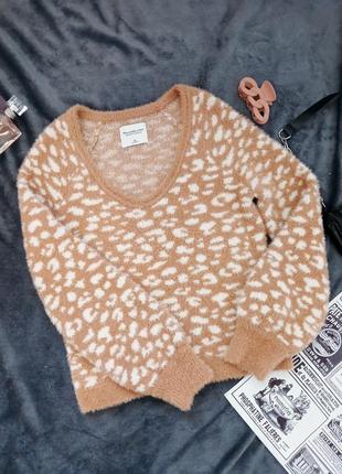 Теплый мягкий свитер abercrimbie & fitch мягкий свитер леопардовый принт коричневый свитер базовый свитер бежевый свитер кофта женская коричневая