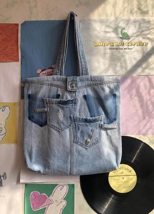 Оригінальна джинсова  сумка , шоппер ,еко сумка ручної роботи