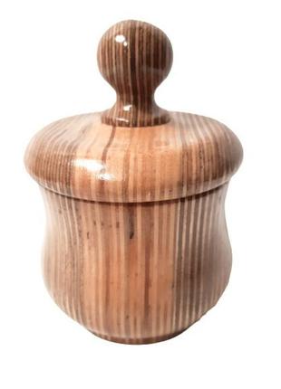 Фигурная шкатулка, круглая деревянная ваза с крышкой, сахарница, ручная работа2 фото