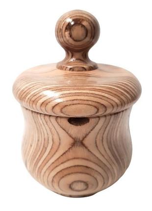 Фігурна скринька, кругла дерев'яна ваза з кришкою, цукорниця, ручна робота4 фото