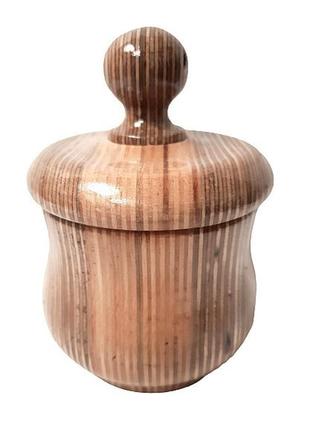 Фигурная шкатулка, круглая деревянная ваза с крышкой, сахарница, ручная работа8 фото
