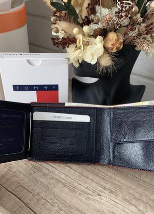 Мужской кожаный небольшой кошелёк портмоне в коробочке синий натуральная кожа4 фото