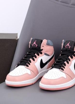 Женские кроссовки nike air jordan 1 mid pink white 37-38-39-402 фото