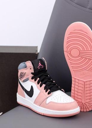 Женские кроссовки nike air jordan 1 mid pink white 37-38-39-403 фото