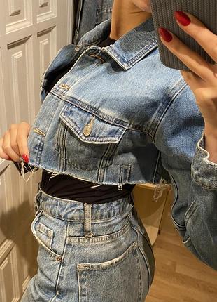 Pull&bear джинсова crop куртка 5