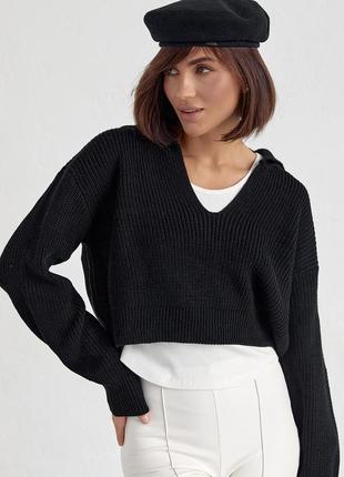 Комплект-двійка з в'язаним пуловером та майкою пуловер коричневий бежевий кофта в’язана джемпер светр укорочений10 фото