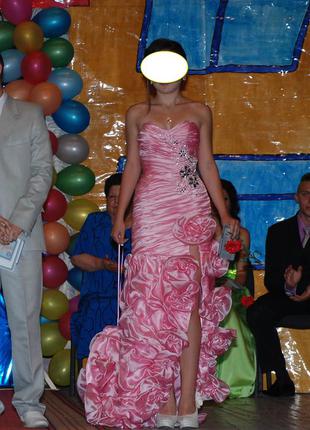 Шикарное платье со шлейфом бальное платье выпускное, свадьбы, юбилей трансформер 2 в 1
