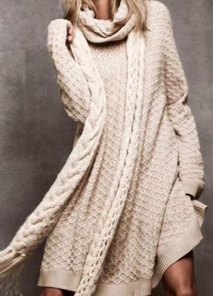 Женский свитер - платье ( шерсть в составе )1 фото