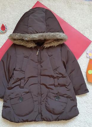 Теплая куртка zara для девочки 12-18 мес