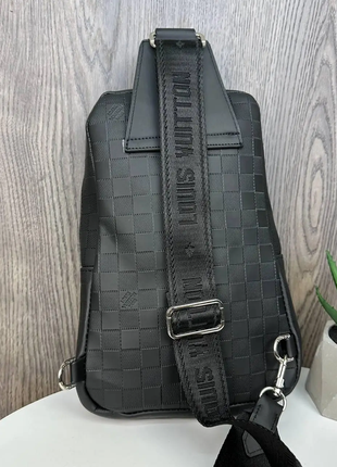 Чоловічі стильні чорні шкіряні брендові сумки бананка барсетка крос-боді на плече груди туреччина7 фото
