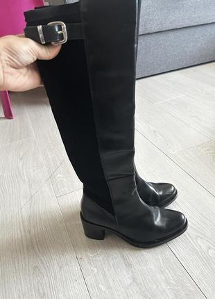 Кожаные высокие сапоги