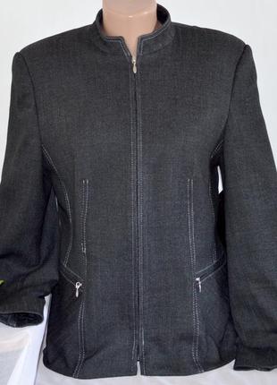 Брендовая серая куртка пиджак на молнии с карманами klass collection вискоза1 фото