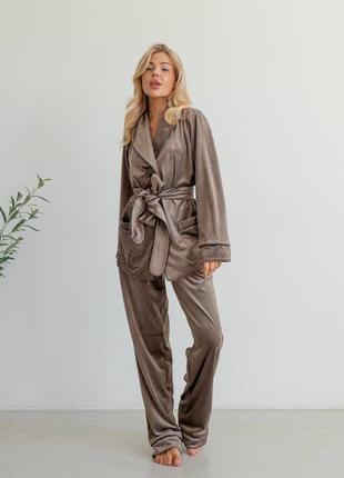 Жіноча піжама домашній костюм велюрова піжама