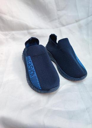 Детские макасины кроссовки синего цвета, текстильные кроссовки3 фото
